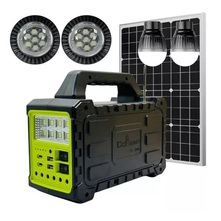 Generador Planta Sistema Solar Portátil Cl-3609 4 Focos Led
