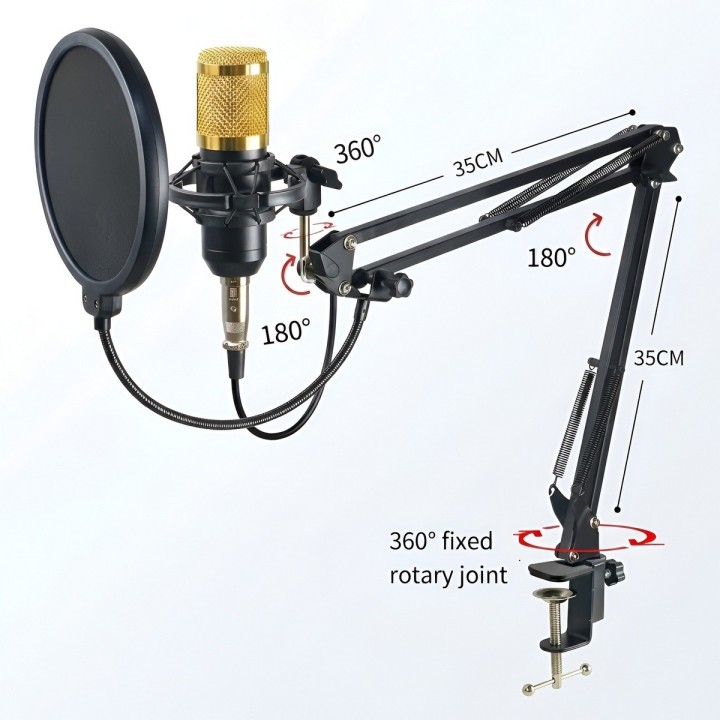 Kit Micrófono Condensador Estudio Y Tarjeta De Sonido V8