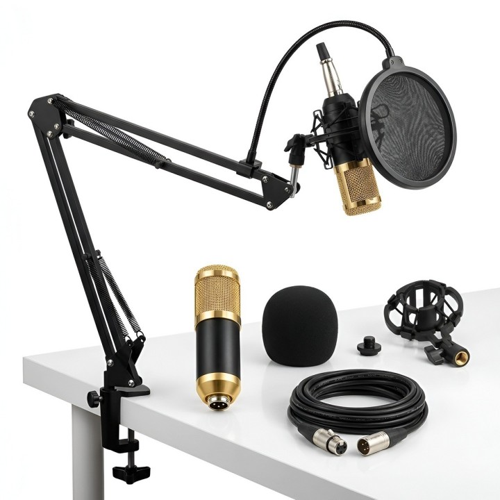 Kit Micrófono Condensador Estudio Y Tarjeta De Sonido V8