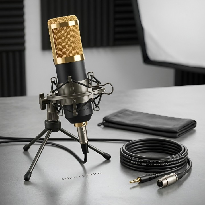 Kit Micrófono Condensador Estudio Y Tarjeta De Sonido V8