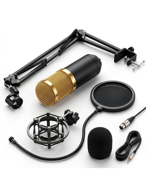 Kit Micrófono Condensador Estudio Y Tarjeta De Sonido V8