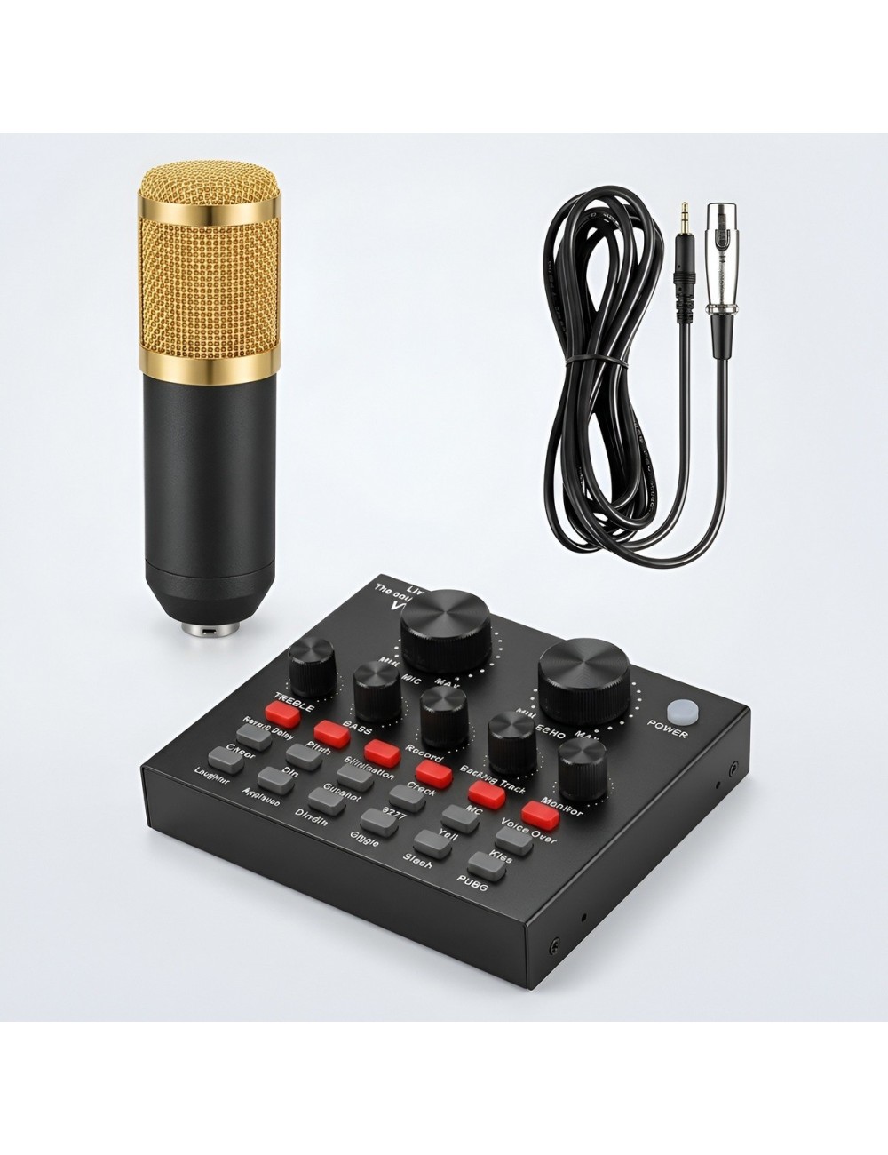 Kit Micrófono Condensador Estudio Y Tarjeta De Sonido V8