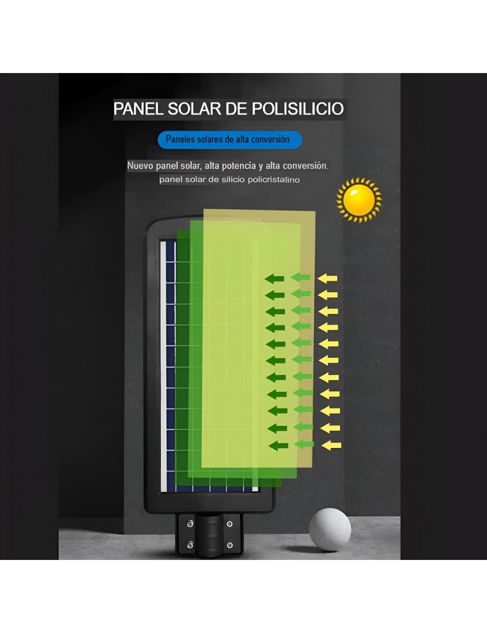 Lámpara Suburbana Solar 250w Sensor Movimiento Control
