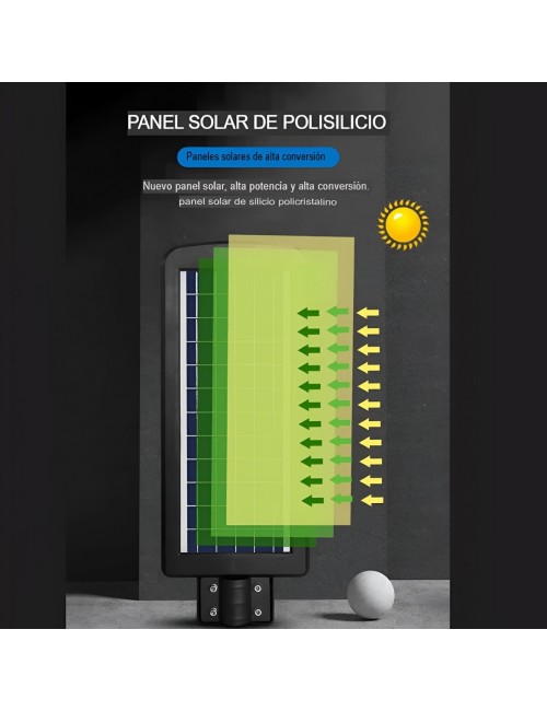 Lámpara Suburbana Solar 250w Sensor Movimiento Control