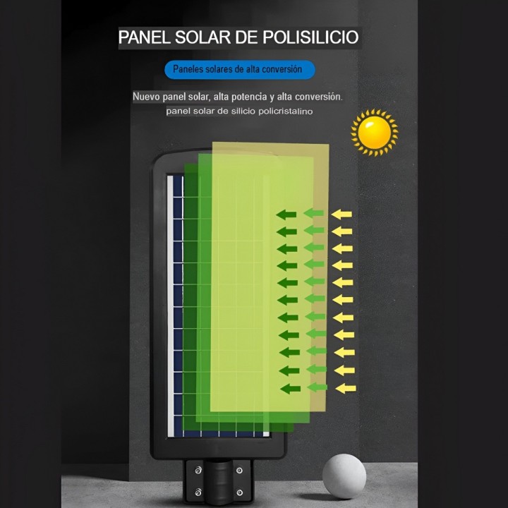 Lámpara Suburbana Solar 250w Sensor Movimiento Control