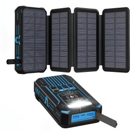 Power Bank Solar 20000mah Inalámbrico 4 Paneles Cables Zl906
