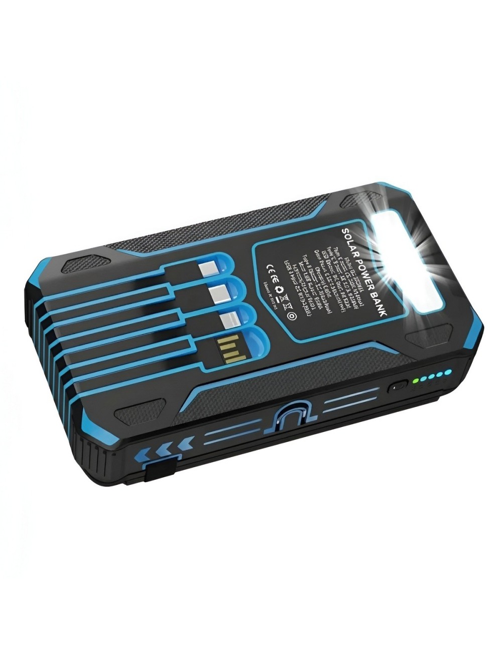Power Bank Solar 20000mah Inalámbrico 4 Paneles Cables Zl906