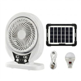 Ventilador Recargable Solar 8 Pulgadas + Panel Y Foco Led