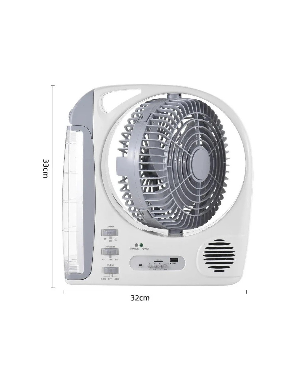Ventilador Recargable Solar 8 Pulgadas Bluetooth Gd-8028