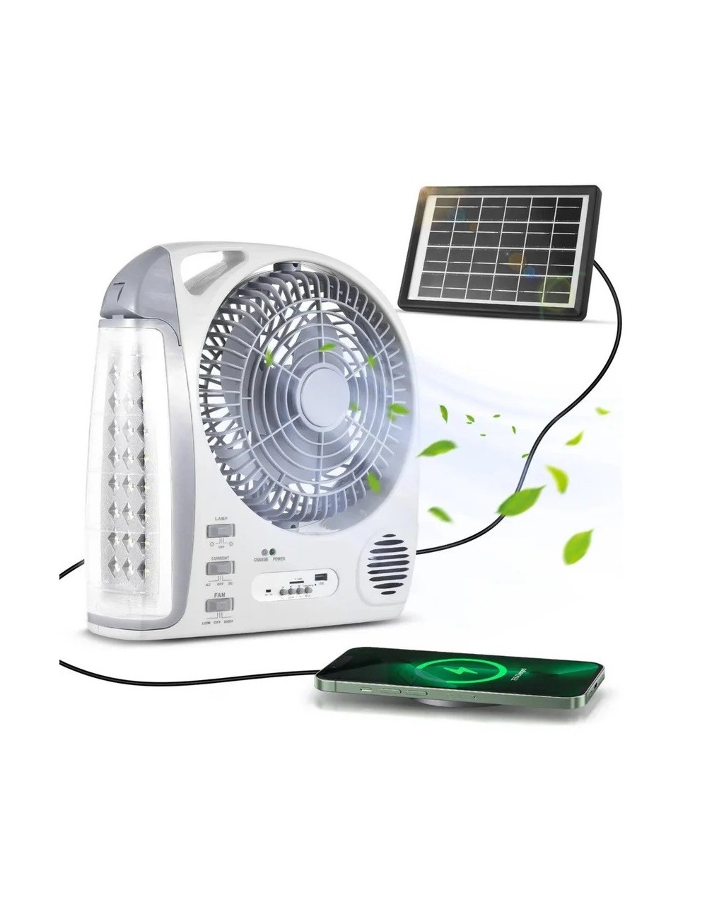 Ventilador Recargable Solar 8 Pulgadas Bluetooth Gd-8028