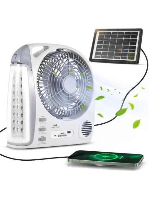 Ventilador Recargable Solar 8 Pulgadas Bluetooth Gd-8028