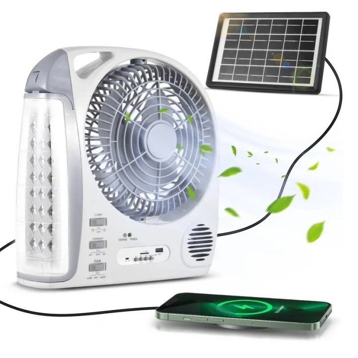 Ventilador Recargable Solar 8 Pulgadas Bluetooth Gd-8028