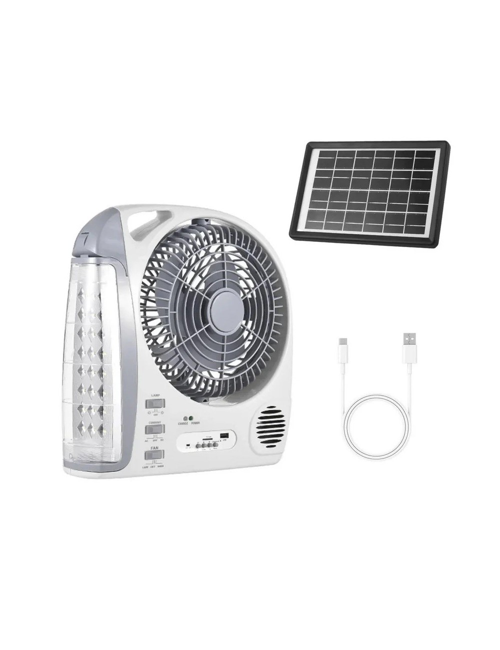 Ventilador Recargable Solar 8 Pulgadas Bluetooth Gd-8028