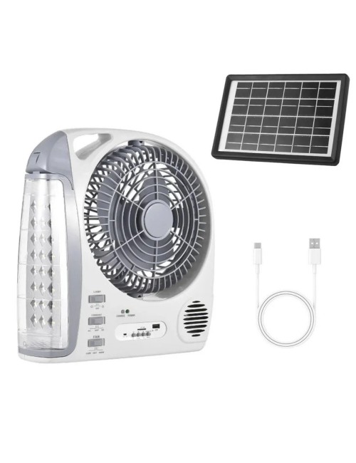 Ventilador Recargable Solar 8 Pulgadas Bluetooth Gd-8028