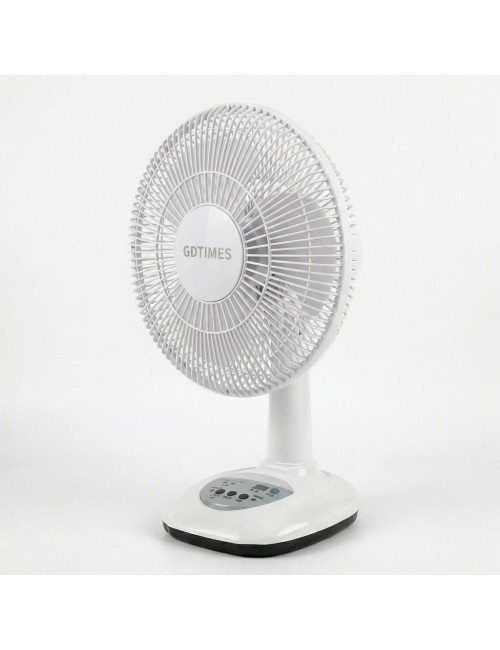 Ventilador Recargable Solar 12 Pulg + Panel Y 2 Focos Led