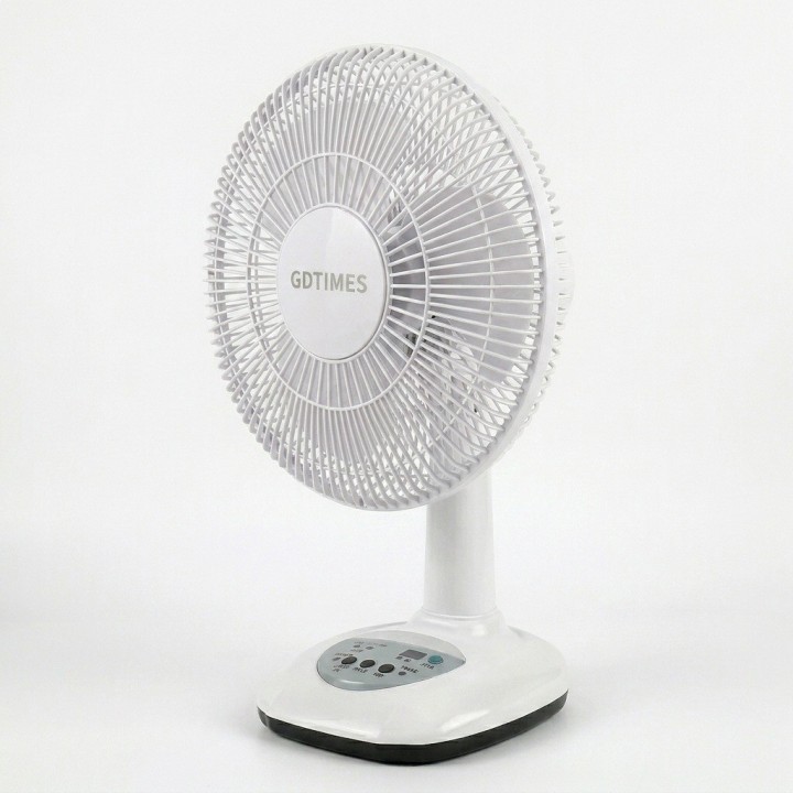 Ventilador Recargable Solar 12 Pulg + Panel Y 2 Focos Led