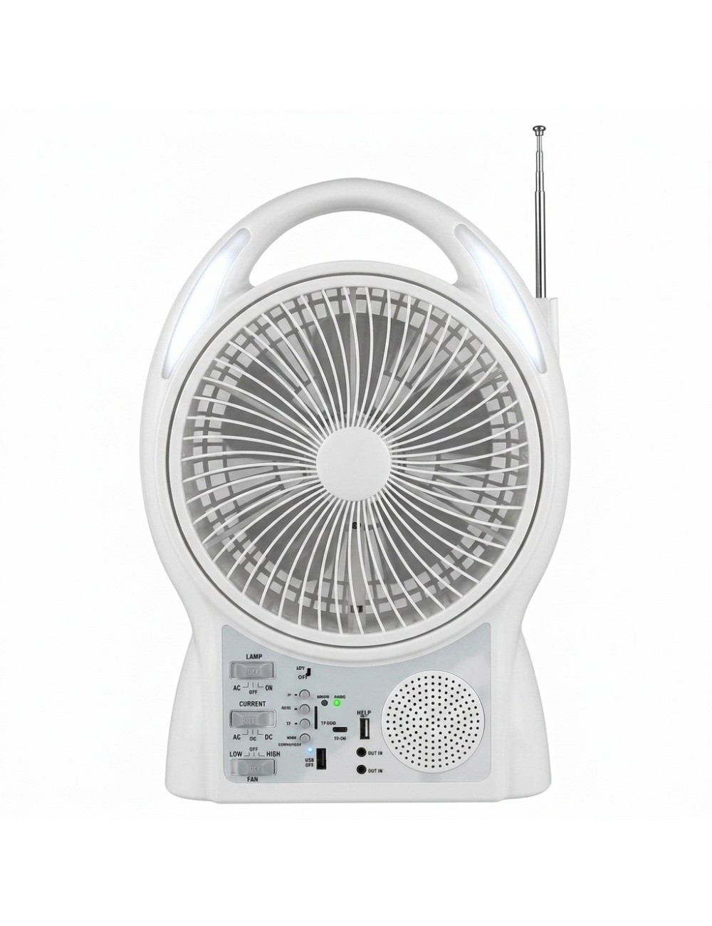 Ventilador Solar 8 Pulgadas Bluetooth Radio Y 2 Focos Led