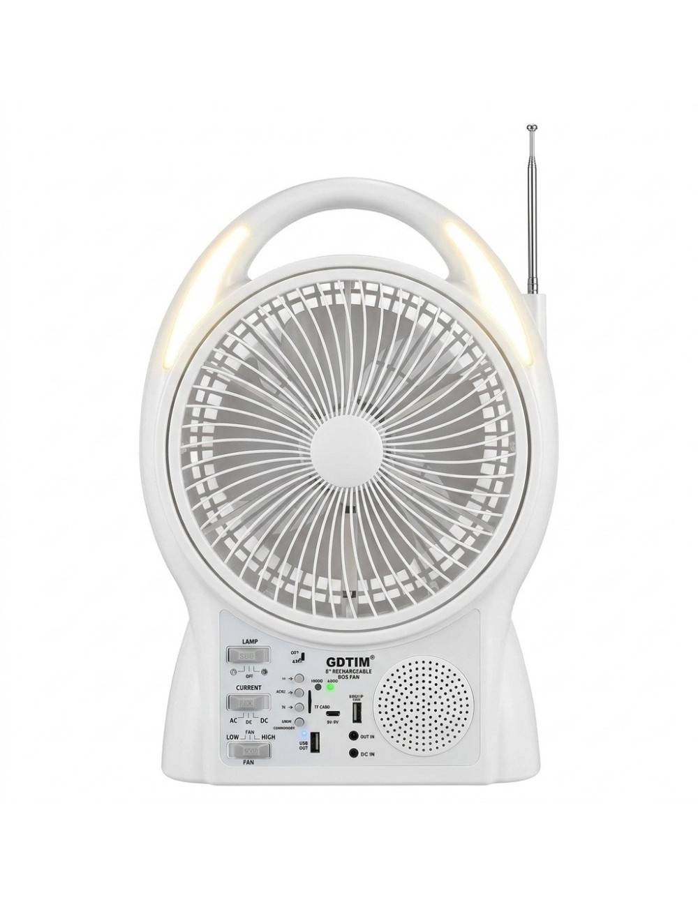 Ventilador Solar 8 Pulgadas Bluetooth Radio Y 2 Focos Led