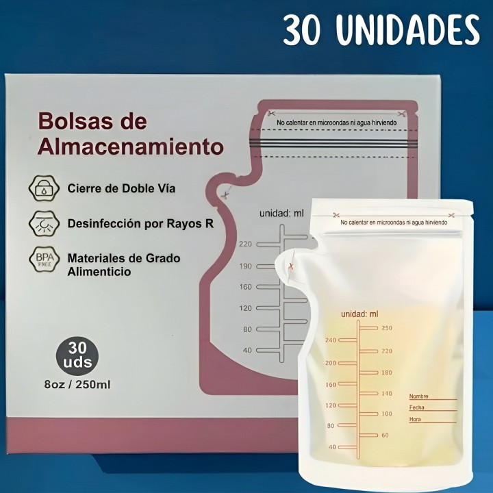 Bolsas Almacenamiento Leche Materna 250ml 8oz 30 Uds