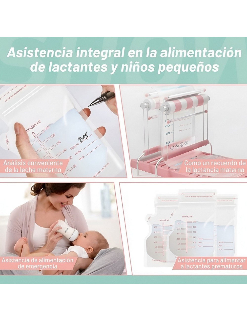 Bolsas Almacenamiento Leche Materna 250ml 8oz 30 Uds