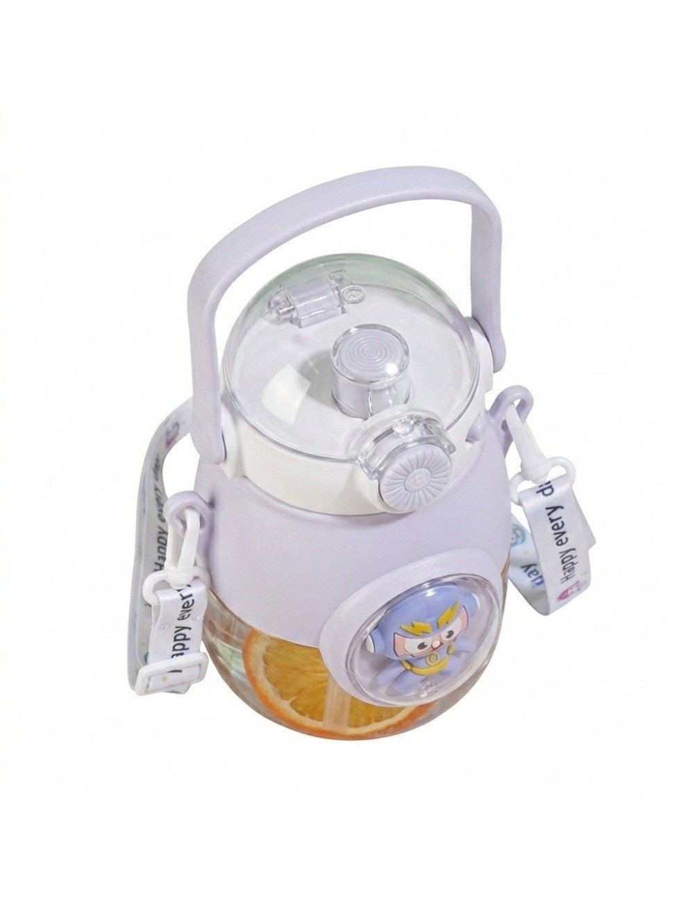 Botella Agua Infantil Niños Pitillo Correa Diseño Robot
