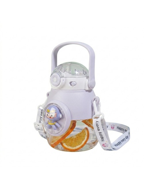 Botella Agua Infantil Niños Pitillo Correa Diseño Robot