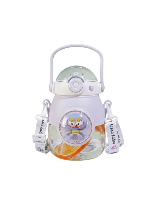 Botella Agua Infantil Niños Pitillo Correa Diseño Robot