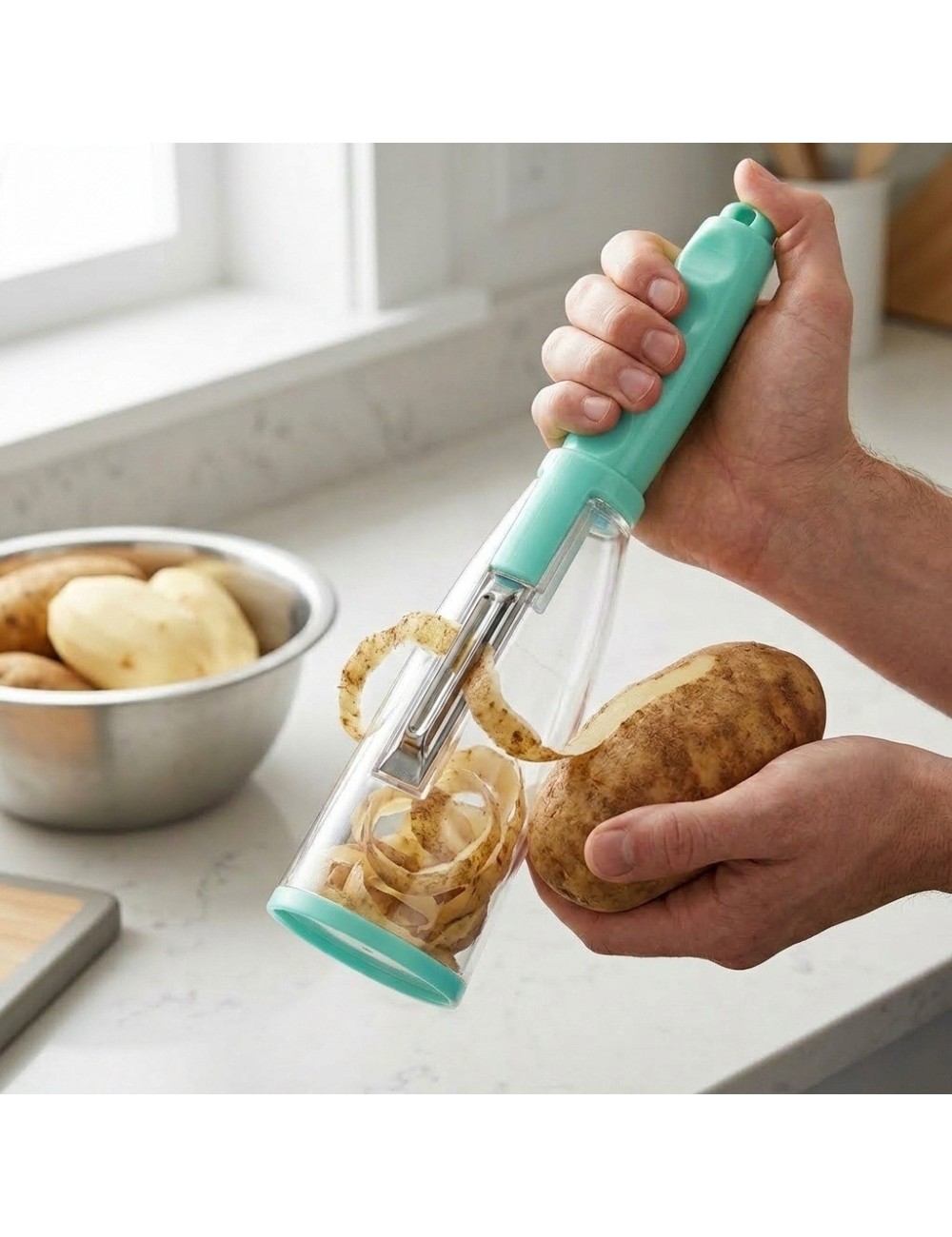 Pelador De Verduras Con Contenedor Recolector De Cáscaras