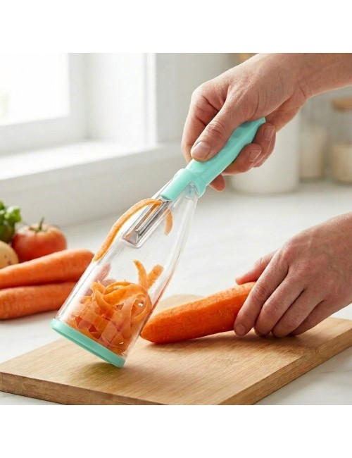 Pelador De Verduras Con Contenedor Recolector De Cáscaras