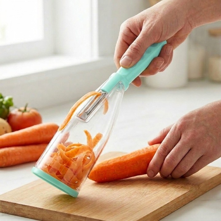 Pelador De Verduras Con Contenedor Recolector De Cáscaras