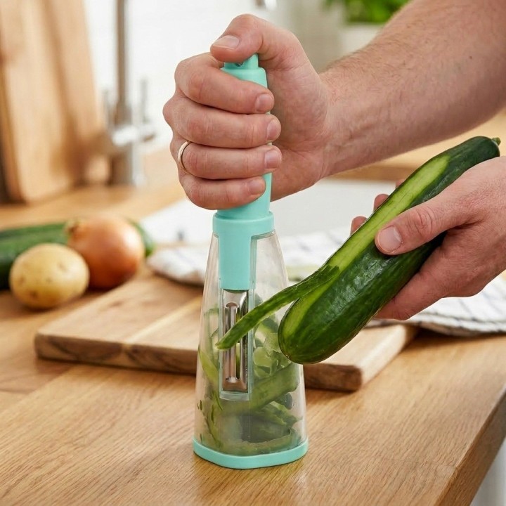Pelador De Verduras Con Contenedor Recolector De Cáscaras