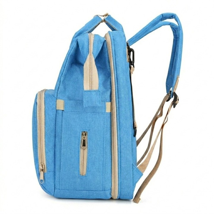 Pañalera Morral 3 En 1 Cuna Cambiador Bebé Impermeable Usb