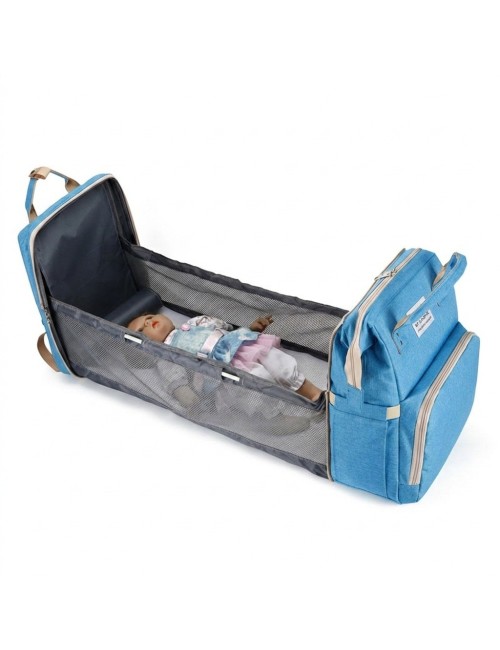 Pañalera Morral 3 En 1 Cuna Cambiador Bebé Impermeable Usb