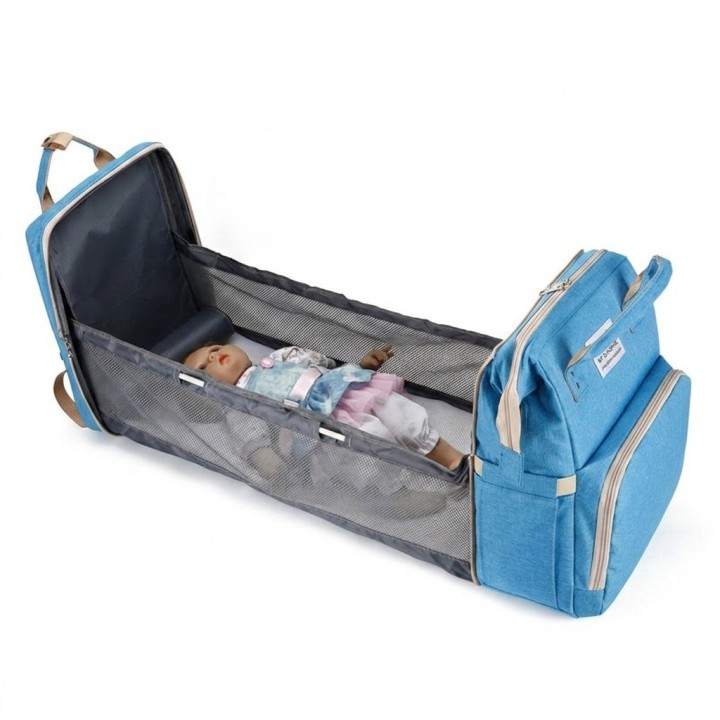 Pañalera Morral 3 En 1 Cuna Cambiador Bebé Impermeable Usb