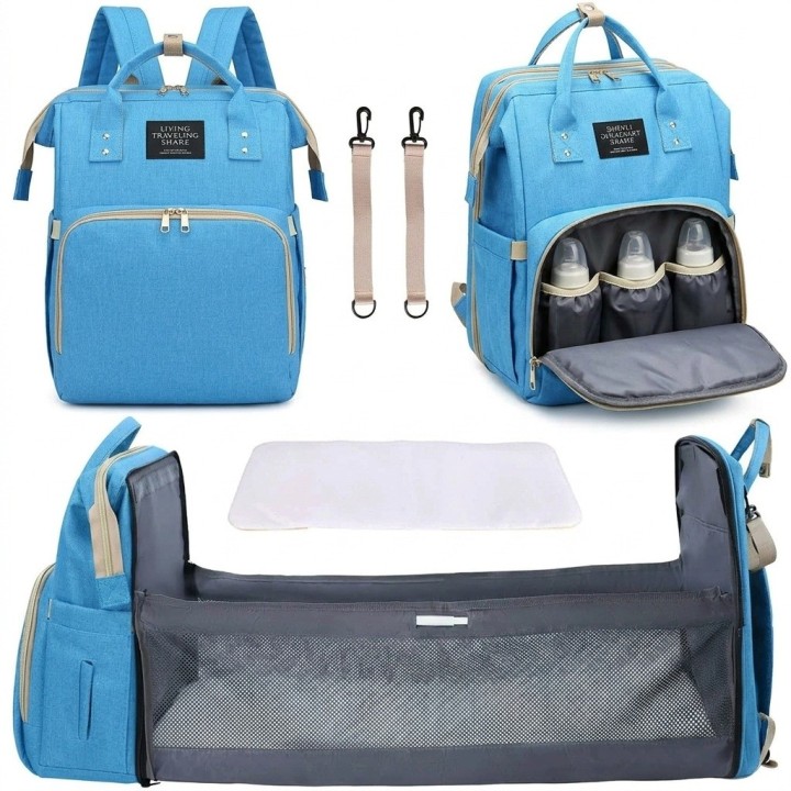 Pañalera Morral 3 En 1 Cuna Cambiador Bebé Impermeable Usb