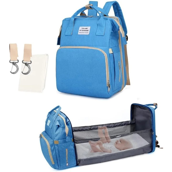 Pañalera Morral 3 En 1 Cuna Cambiador Bebé Impermeable Usb