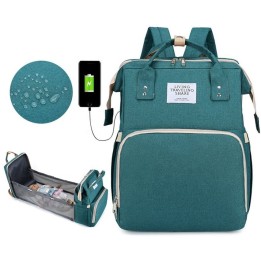 Pañalera Morral 3 En 1 Cuna Cambiador Bebé Impermeable Usb