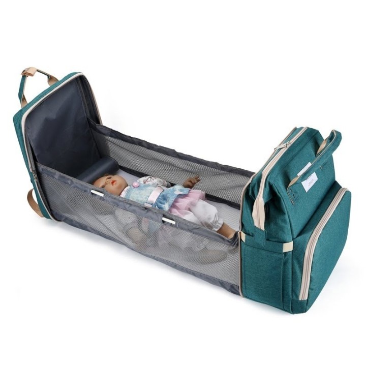 Pañalera Morral 3 En 1 Cuna Cambiador Bebé Impermeable Usb