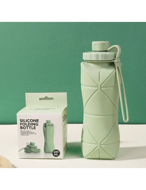 Botella De Agua Plegable Silicona 600ml Portátil Deportiva