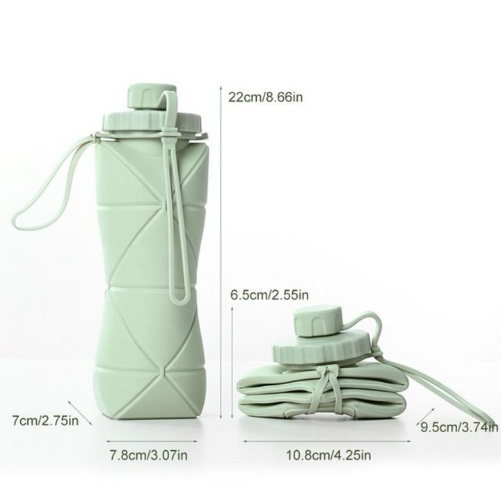 Botella De Agua Plegable Silicona 600ml Portátil Deportiva