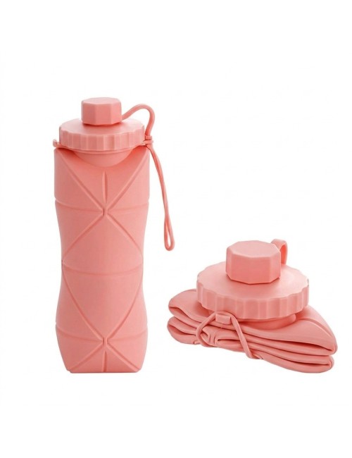 Botella De Agua Plegable Silicona 600ml Portátil Deportiva