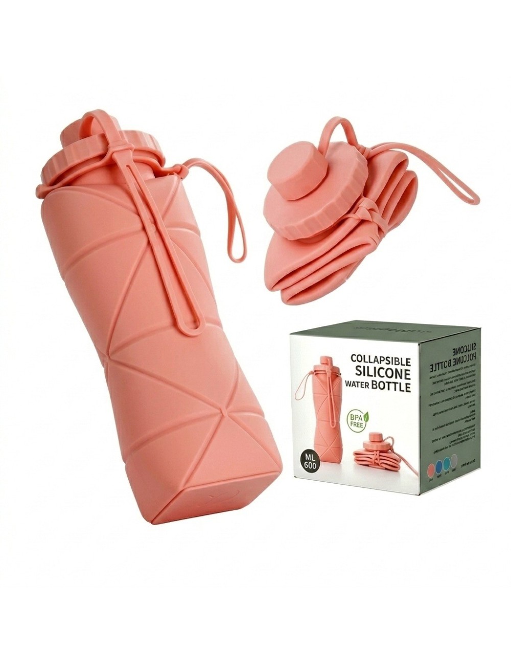 Botella De Agua Plegable Silicona 600ml Portátil Deportiva