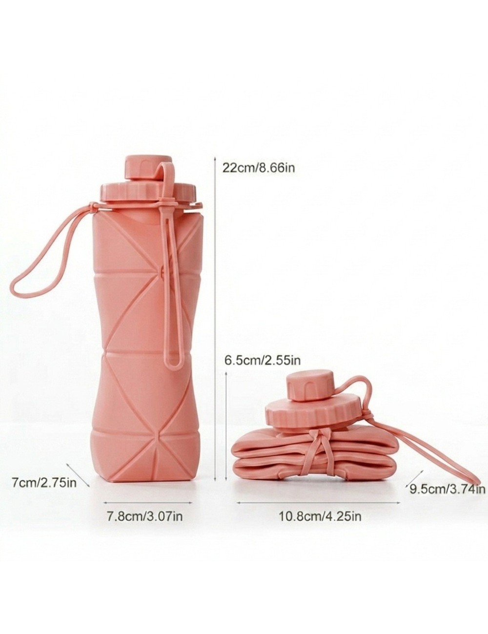 Botella De Agua Plegable Silicona 600ml Portátil Deportiva