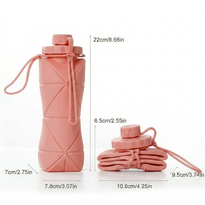 Botella De Agua Plegable Silicona 600ml Portátil Deportiva