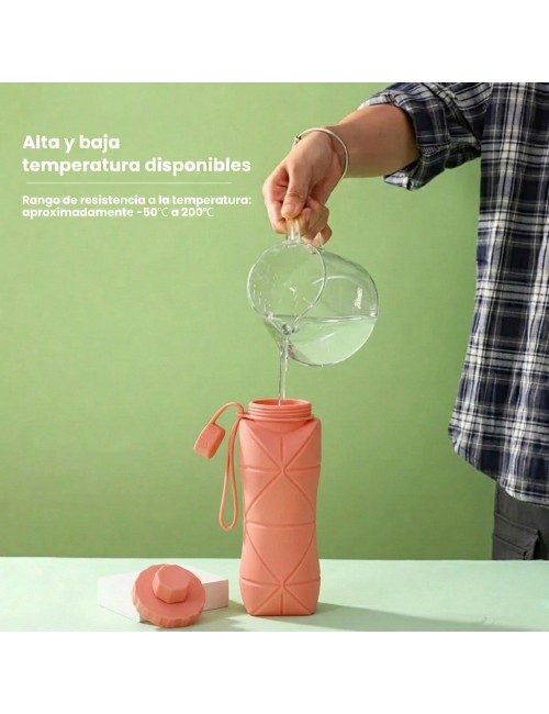 Botella De Agua Plegable Silicona 600ml Portátil Deportiva