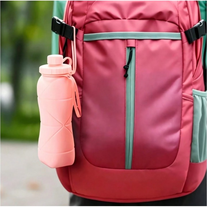 Botella De Agua Plegable Silicona 600ml Portátil Deportiva