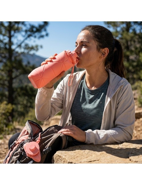 Botella De Agua Plegable Silicona 600ml Portátil Deportiva