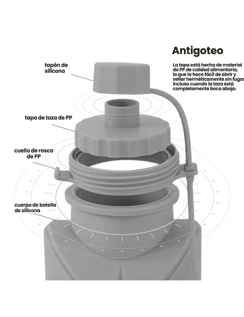 Botella De Agua Plegable Silicona 600ml Portátil Deportiva