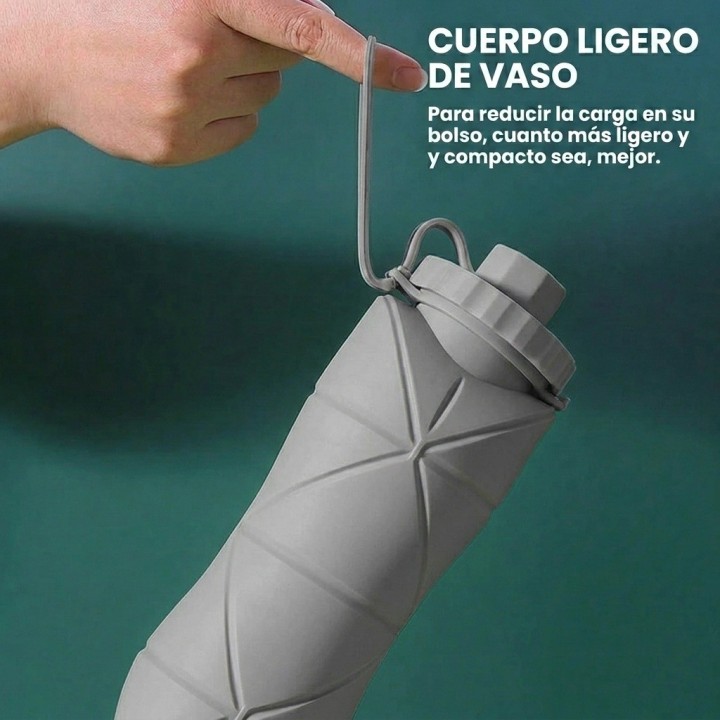 Botella De Agua Plegable Silicona 600ml Portátil Deportiva