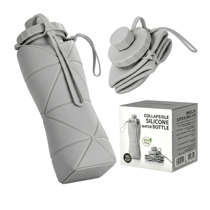 Botella De Agua Plegable Silicona 600ml Portátil Deportiva